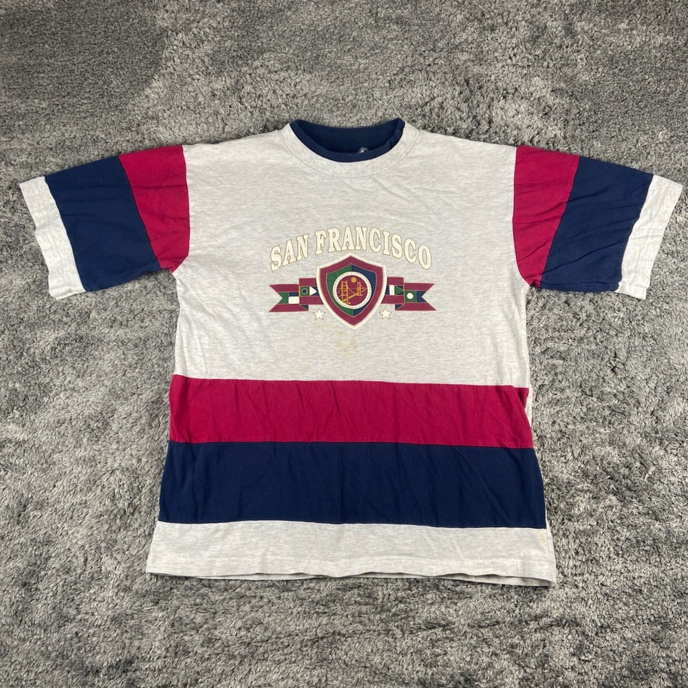 Vintage Sun Triangle San Francisco Shirt Mens L-XL Grey Colorblock Tee‎ 90s